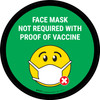 Face Mask Not Required with Proof of Vaccine with Emoji Green Circular - Floor Sign