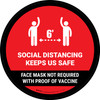 Social Distancing Keeps Us Safe Mask Not Requiwith Icon Red Circular - Floor Sign