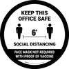 Social Distancing Keep This Office Safe Mask Not Required with Icon White Circular - Floor Sign