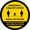 Social Distancing Maintain Healthy Office Mask Not Required with Icon Yellow Circular - Floor Sign Social Distancing Maintain Healthy Office Mask Not Required with Icon Yellow Circular - Floor Sign