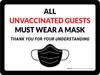 All Unvaccinated Guests Must Wear A Mask - Thank You For Understanding with Mask Icon Landscape - Wall Sign