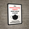 All Unvaccinated Guests Must Wear A Mask - Thank You For Your Understanding with Mask Graphic Portrait - Wall Sign All Unvaccinated Guests Must Wear A Mask - Thank You For Your Understanding with Mask Graphic Portrait - Wall Sign