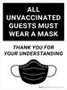 All Unvaccinated Guests Must Wear A Mask - Thank You For Understanding Black with Icon Portrait - Wall Sign All Unvaccinated Guests Must Wear A Mask - Thank You For Understanding Black with Icon Portrait - Wall Sign