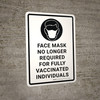 Face Mask No Longer Required For Fully Vaccinated Individuals with Icon Portrait - Wall Sign