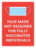 Face Mask Not Required For Fully Vaccinated Individuals with Icon Red Portrait - Wall Sign
