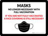 Masks No Longer Necessary With Full Vaccination - If You Are Not Fully Vaccinated A Face Covering Is Still Necessary Landscape - Wall Sign