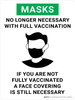 Masks No Longer Necessary With Full Vaccination - If You Not Fully Vaccinated Face Covering Is Still Necessary - Wall Sign