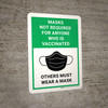 Masks Not Required For Anyone Who Is Vaccinated - Others Must Wear A Mask Green Portrait - Wall Sign