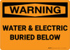 Warning: Water And Electric Buried Below - Wall Sign Warning: Water And Electric Buried Below - Wall Sign
