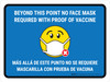 Beyond This Point No Face Mask Required With Emoji Blue Bilingual Spanish Landscape - Wall Sign