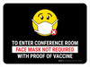Face Mask Not Required with Proof of Vaccine To Enter Conference Room with Emoji Black Landscape - Wall Sign Face Mask Not Required with Proof of Vaccine To Enter Conference Room with Emoji Black Landscape - Wall Sign