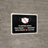 Face Mask Not Required with Proof of Vaccine To Enter Office with Icon Black Landscape - Wall Sign