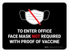 Face Mask Not Required with Proof of Vaccine To Enter Office with Icon Black Landscape - Wall Sign