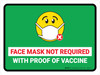 Face Mask Not Required with Proof of Vaccine with Emoji Green Landscape - Wall Sign