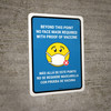 Beyond This Point No Face Mask Required With Emoji Blue Bilingual Spanish Portrait - Wall Sign