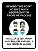 No Face Mask Required Beyond This Point with Icon Bilingual Spanish Black Portrait - Wall Sign