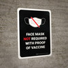 Face Mask Not Required with Proof of Vaccine with Icon Black Portrait - Wall Sign