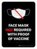 Face Mask Not Required with Proof of Vaccine with Icon Black Portrait - Wall Sign