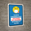 Face Mask Not Required with Proof of Vaccine To Enter Conference Room with Emoji Blue Portrait - Wall Sign Face Mask Not Required with Proof of Vaccine To Enter Conference Room with Emoji Blue Portrait - Wall Sign