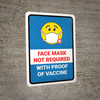 Face Mask Not Required with Proof of Vaccine with Emoji Blue Portrait - Wall Sign