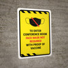 Hazard Face Mask Not Required with Proof of Vaccine To Enter Conference Room with Icon Portrait - Wall Sign