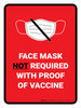 Face Mask Not Requiwith Proof of Vaccine with Icon Red Portrait - Wall Sign