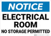 Notice: Electrical Room No Storage Permitted - Wall Sign Notice: Electrical Room No Storage Permitted - Wall Sign