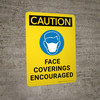 Caution: Face Coverings Encouraged - Wall Sign