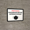 Face Masks Encouraged Before Entering Mosque - Wall Sign