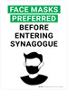 Face Masks Preferred Before Entering Synagogue With Icon - Wall Sign Face Masks Preferred Before Entering Synagogue With Icon - Wall Sign