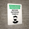 Face Masks Preferred Before Entering Temple With Icon Portrait - Wall Sign Face Masks Preferred Before Entering Temple With Icon Portrait - Wall Sign