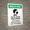 Health First: Face Mask Preferred Before Entering And In All Common Areas Of The Building - Wall Sign