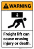 Warning: Freight Lift Can Cause Crushing Injury - Wall Sign