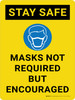 Stay Safe: Masks Not Required But Encouraged - Wall Sign