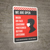 We Are Open Mask Or Face Covering Preferred - Wall Sign We Are Open Mask Or Face Covering Preferred - Wall Sign