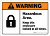 Warning: Hazardous Area Keep Enclosure Locked - Wall Sign