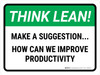 Think Lean: Make a Suggestion Landscape - Wall Sign