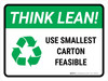 Think Lean: Use Smallest Carton Feasible Landscape - Wall Sign