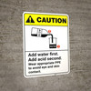 Caution: Add Water First Acid Second Wear PPE ANSI - Wall Sign