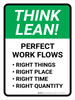 Think Lean: Perfect Work Flows Portrait - Wall Sign