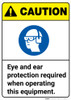 Caution: Eye and Ear Protection Required When Operating Equipment ANSI - Wall Sign
