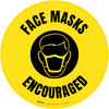 Face Masks Encouraged In Public Areas Yellow With Icon Circular - Floor Sign