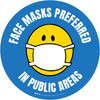 Face Masks Preferred In Public Areas Blue Circular - Floor Sign