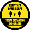 Keep This Office Safe Social Distancing Encouraged Yellow Circular - Floor Sign