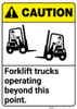Caution: Forklift Trucks Operating Beyond Point ANSI - Wall Sign Caution: Forklift Trucks Operating Beyond Point ANSI - Wall Sign