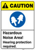 Caution: Hazardous Noise Area Hearing Protection Required ANSI - Wall Sign Caution: Hazardous Noise Area Hearing Protection Required ANSI - Wall Sign