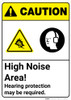 Caution: High Noise Area Hearing Protection May Be Required ANSI - Wall Sign Caution: High Noise Area Hearing Protection May Be Required ANSI - Wall Sign