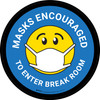 Masks Encouraged To Enter Break Room Round Blue Circular - Floor Sign Masks Encouraged To Enter Break Room Round Blue Circular - Floor Sign