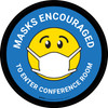 Masks Encouraged To Enter Conference Room Blue With Emoticon Round - Floor Sign