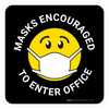 Masks Encouraged To Enter Office Black With Emoticon Rectangular - Floor Sign